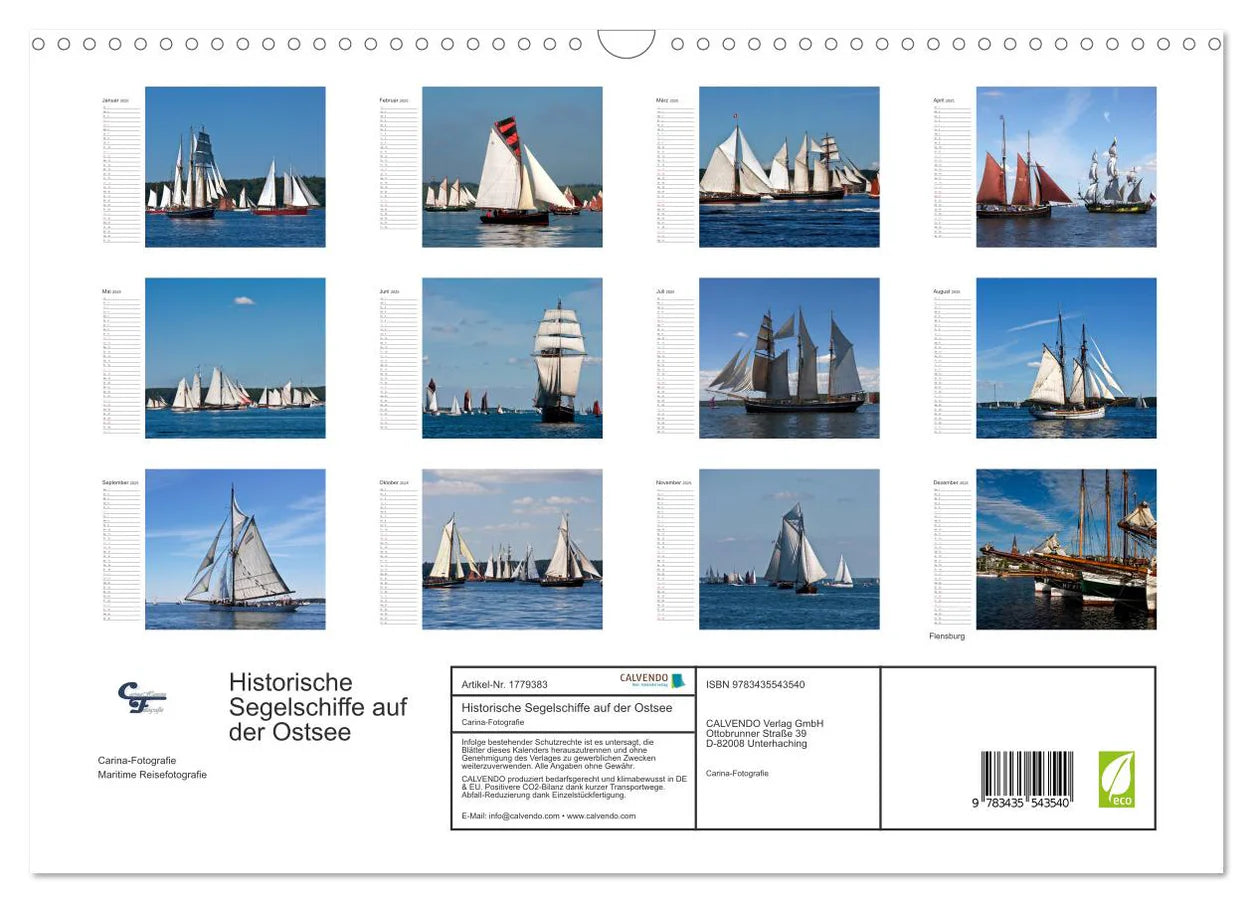 Historische Segelschiffe auf der Ostsee - Wandkalender 2025 - DIN A3 quer