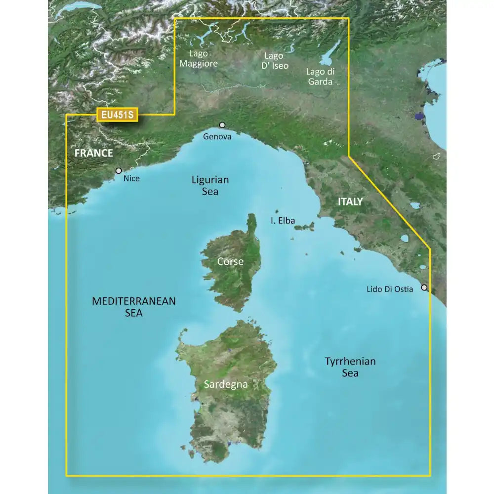 GARMIN BlueChart g3-Vision Seekartenmodul - VEU451S - Ligurisches Meer, Korsika und Sardinien