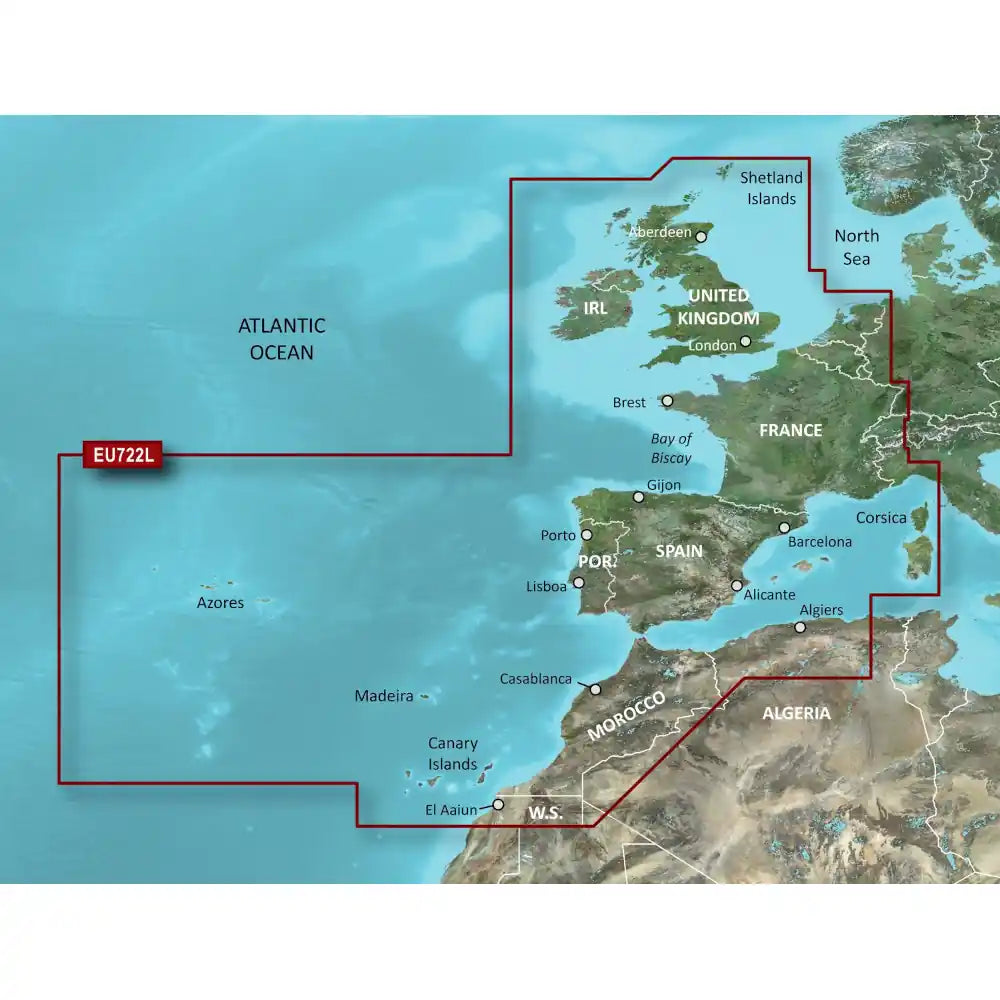 GARMIN BlueChart g3-Vision Seekartenmodul - VEU722L - Europäische Atlantikküste
