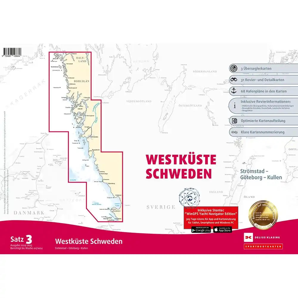 Sportbootkarten Satz 3: Westküste Schweden, Strömstad - Göteborg - Kullen(Ausgabe 2024/2025)