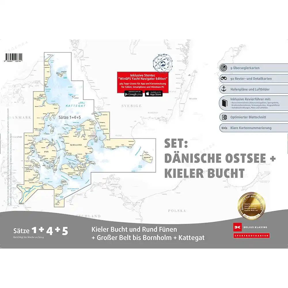 Sportbootkarten Satz 1, 4 und 5 Set: Dänische Ostsee und Kieler Bucht