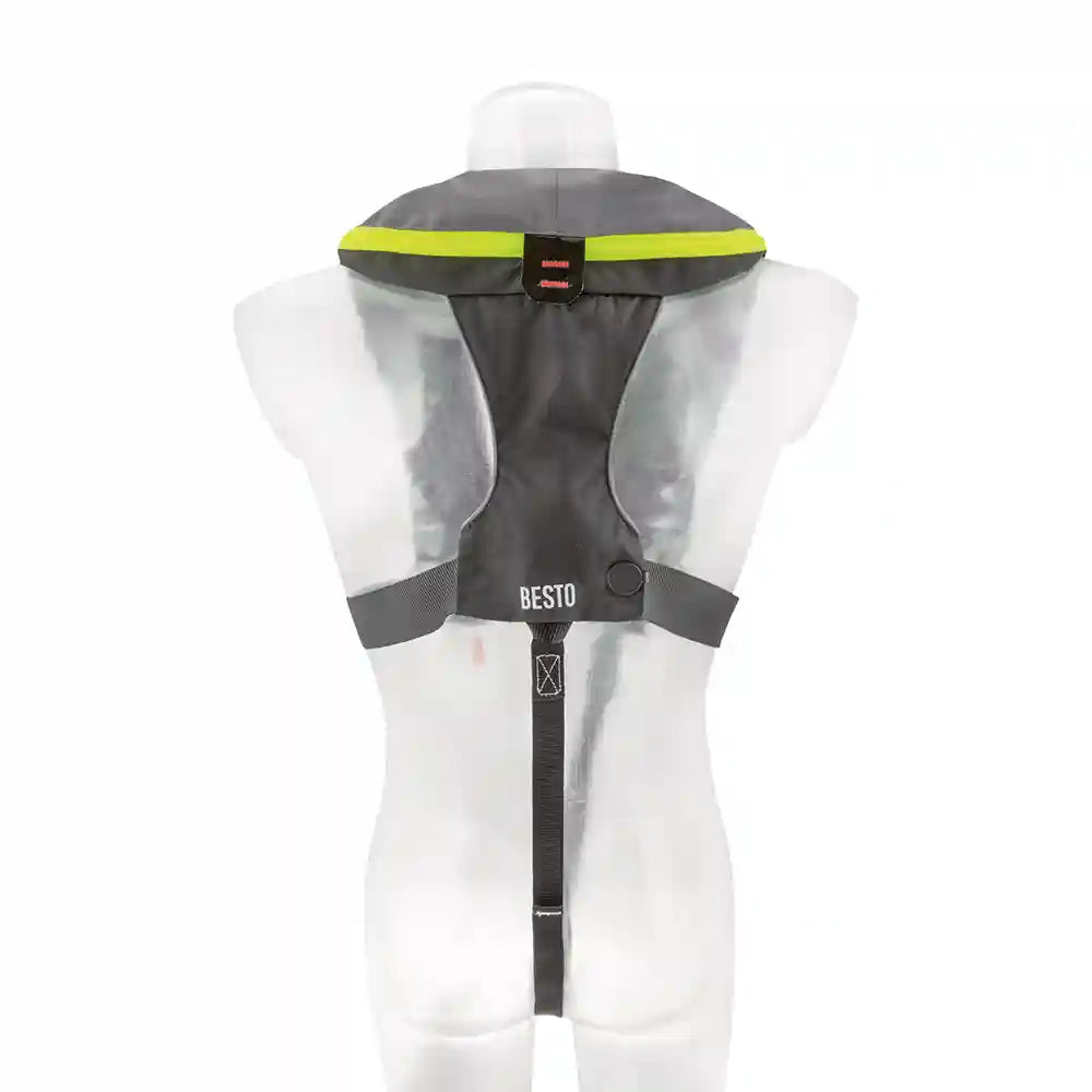 BESTO Rettungsweste Comfort Fit Pro 220N LB - mit Harness & Schrittgurt- UML PRO ELITE Auslöser
