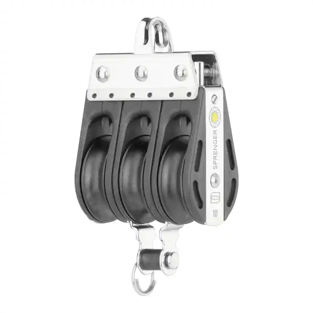 SPRENGER S-Block - Gleitlager - 3-scheibig - mit Bügel & Hundsfott - bis 10 mm Tauwerk