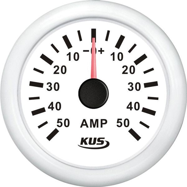 KUS Amperemeter - mit Shunt - 50A 12/24V - weiss