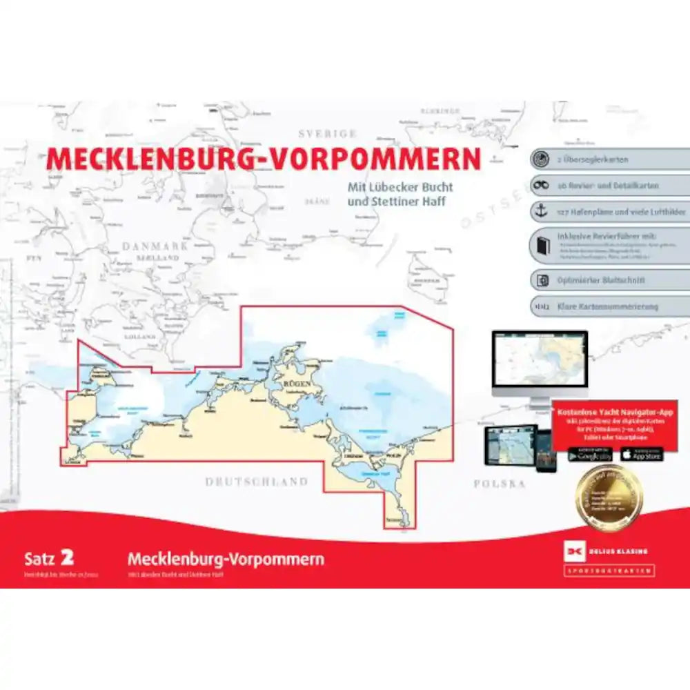 Sportbootkarten Satz 2: Mecklenburg-Vorpommern, Mit Lübecker Bucht und Stettiner Haff (Ausgabe 2024)