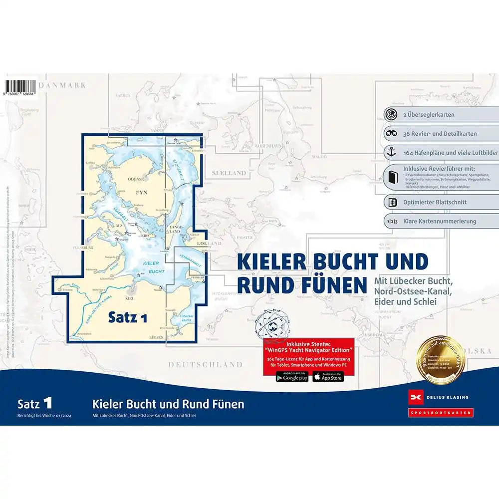Sportbootkarten Satz 1: Kieler Bucht und Rund Fünen, mit Lübecker Bucht, Nord-Ostsee-Kanal, Eider und Schlei