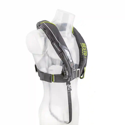 BESTO Rettungsweste Ultimate BackTow 300N - mit Harness, Schrittgurt, Blitzlicht & Sprayhood - UML PRO ELITE - schwarz/gelb
